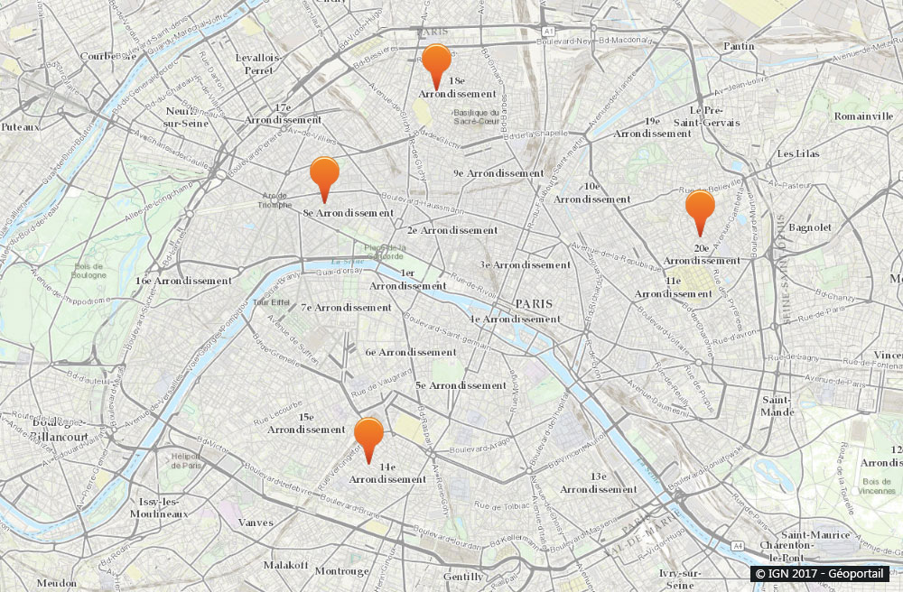 Paris : Carte de nos collaborateurs