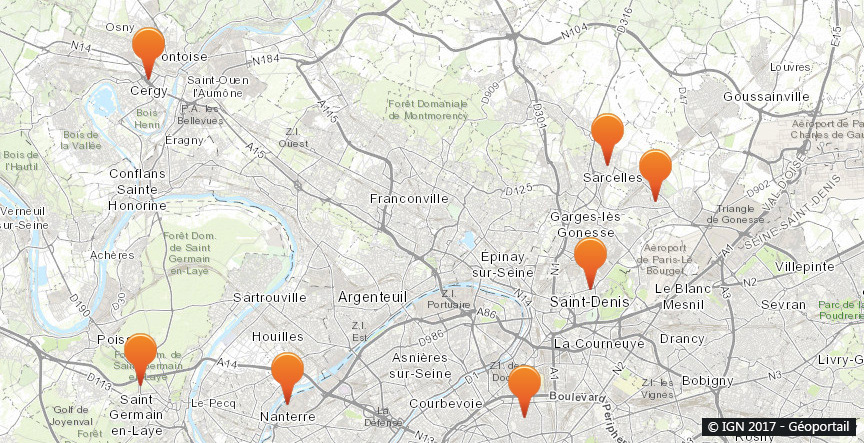 Val-d'Oise : Carte de nos collaborateurs